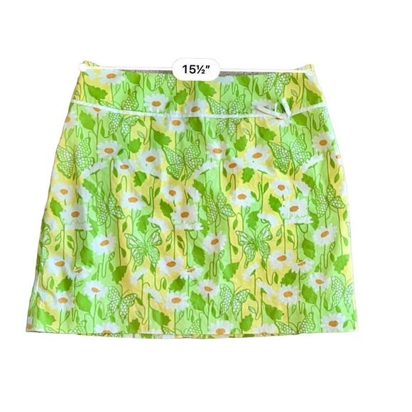 Lilly Pulitzer Vintage Socialite Butterfly Mini Skirt sz 8 Feminine Daisy Floral - Picture 4 of 10